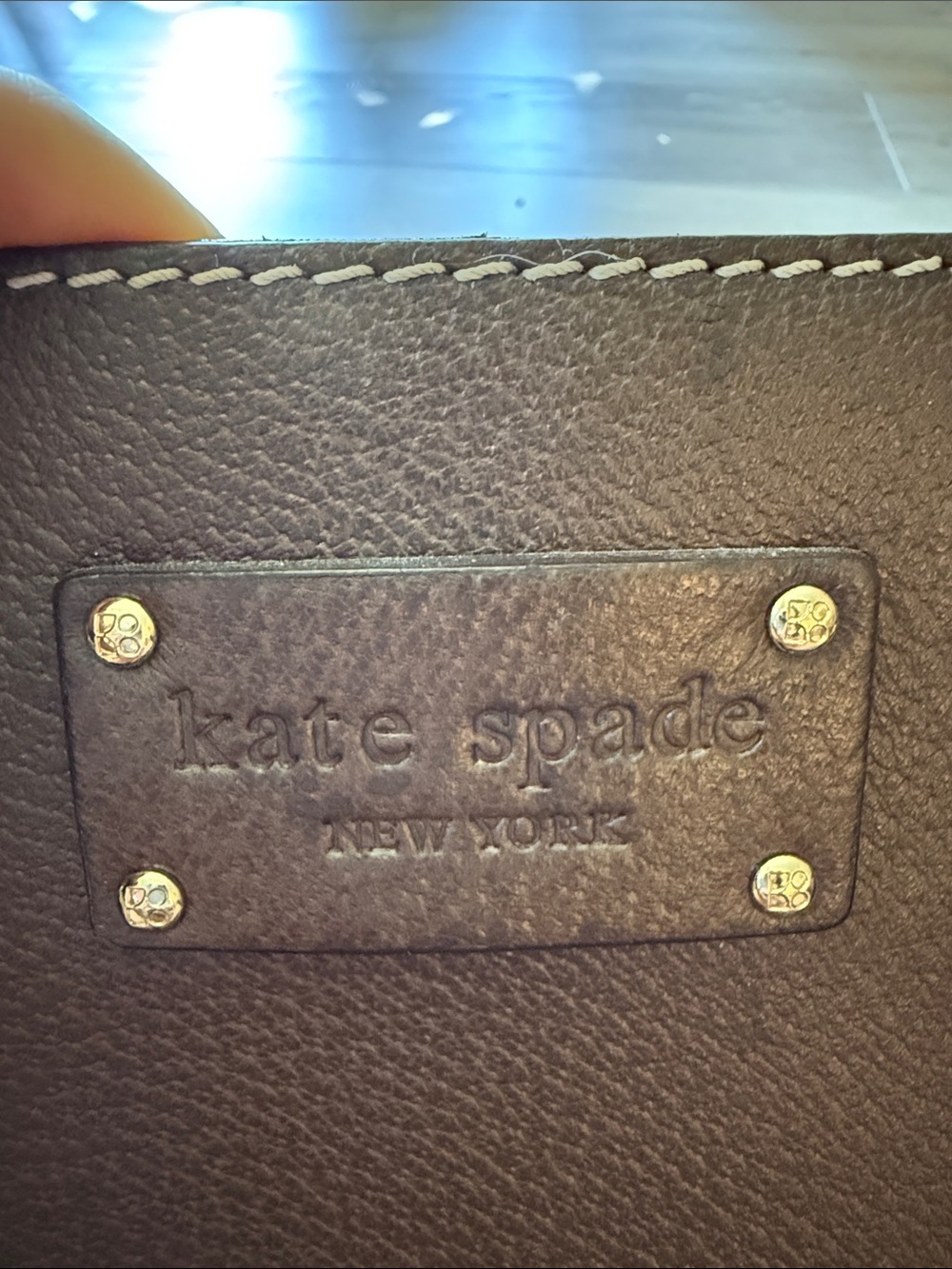 kate spade brown leather satchel with gold hardware - Picture 3 of 9